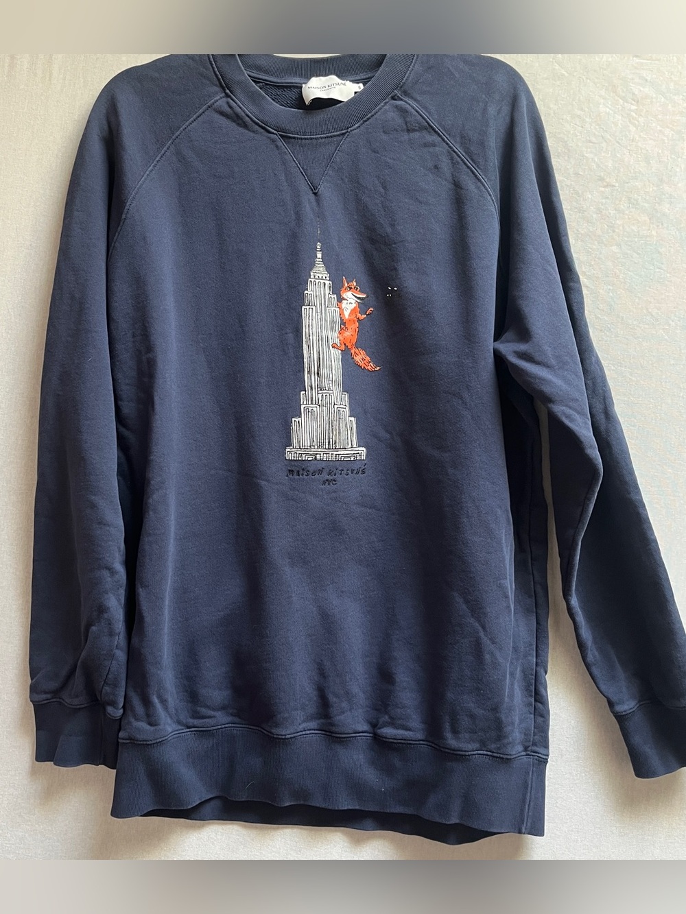 Maison Kitsune Men's Oly Empire Fox Classic Sweatshirt Navy Blue